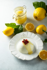 Homemade panna cotta with lemon curd