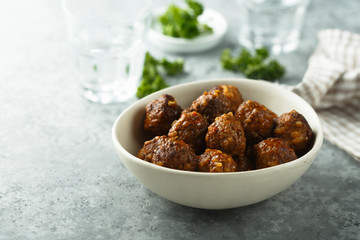 Homemade meatballs with fresh parsley