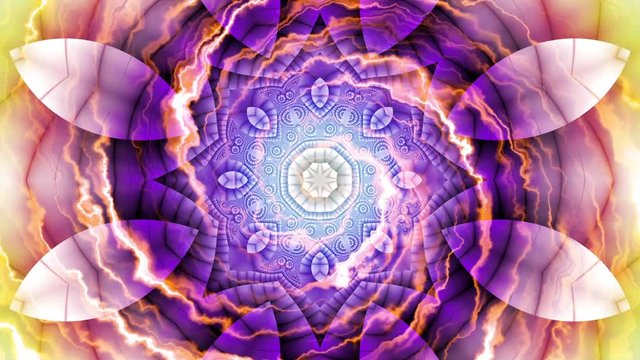Spinning abstract magic flower. Esoteric cosmic mandala with rayses. Looping footage. Symbol of the sun.
