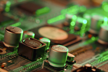 Electronic circuit board close up. 