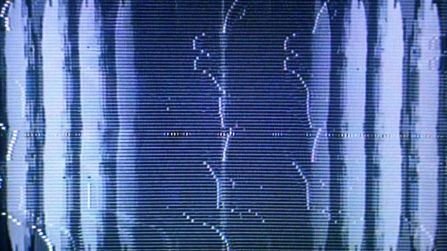 Techno style glitch and moving shapes with a cyberpunk vibe.