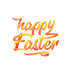 Stylish calligraphic text Happy Easter in golden color on white background can be used as greeting card design.