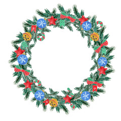 Naklejka premium christmas wreath isolated on white background