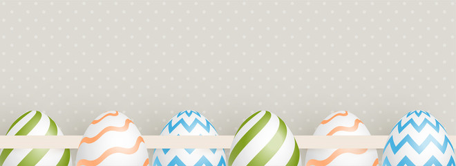 Decorative easter eggs illustration on dotted background for Easter celebration header or banner design.