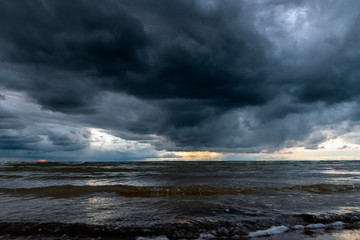 Dark clouds over Baltic sea.