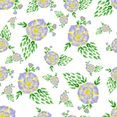 Tuinposter aquarelle  seamless violet  floral pattern with flowers isolated © IBeart