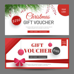 Gift voucher or coupon with best discount value for Christmas festival.