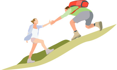 People hiking in mountains