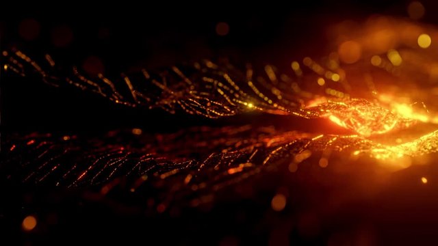 Abstract motion background, Heat waves that look like golden fiber and projections seamless loop.