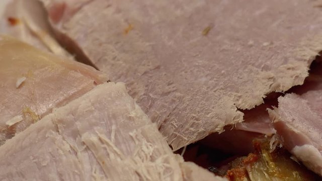 Easter cooked ham sliced on a plate