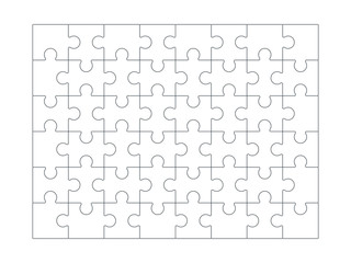 Puzzle background. Jigsaw blank white puzzle set for design projects vector line collection. Pattern puzzle, solution construction metaphor illustration