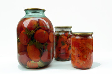 Glass jars with canned vegetables