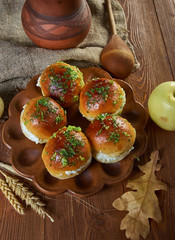 Russian Garlic cakes with cottage cheese