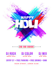 Happy holi celebration template for invitation card design.