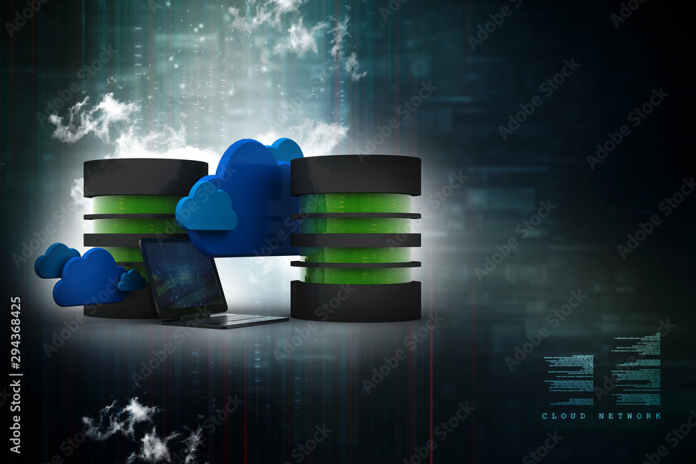 Poster 3d rendering Database storage data base