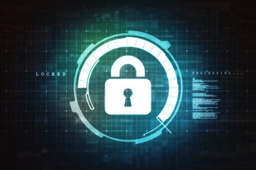 2d illustration Safety concept: Closed Padlock on digital background