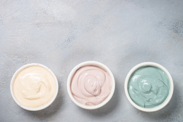 Clay mask set, skincare product.