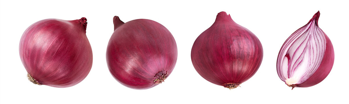 Purple onion isolated on white background.