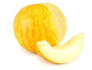 sliced melon isolated on white background. fresh melon