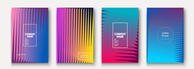 Trendy cool minimalist abstract modern covers design vector. Dynamic colorful halftone gradient. Futuristic geometric patterns shapes phormes lines background. Minimal poster template for business