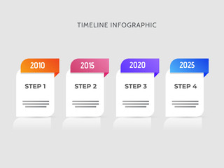 Year timeline infographic elements with four steps for business or corporate sector.