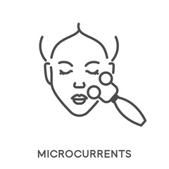 Dermal roller, microcurrents and cosmetology isolated line icon