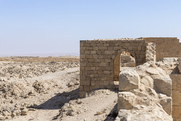 The ruins  of the city walls of the Nabataean city of Avdat, located on the incense road in the Judean desert in Israel. It is included in the UNESCO World Heritage List.