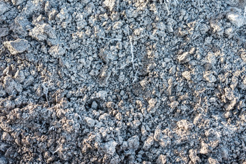 Ploughed field. Soil texture. Top view