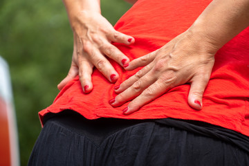 Symptoms of Office Syndrome. Woman suffering from backache