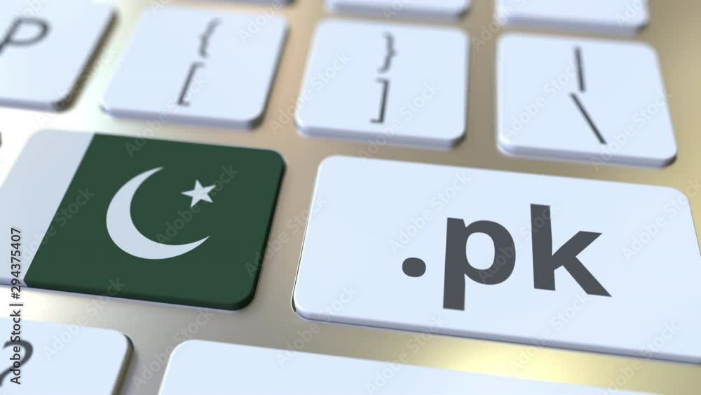 Poster pakistani domain .pk and flag of pakistan on the buttons on the computer keyboard. national internet