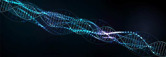 Science template, abstract background with a 3D DNA molecules. Vector illustration.