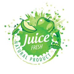 Vector logo splashes of green Apple juice on white background