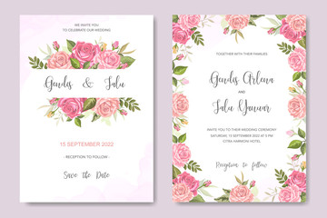 Fototapeta na wymiar wedding invitation with beautiful floral vector