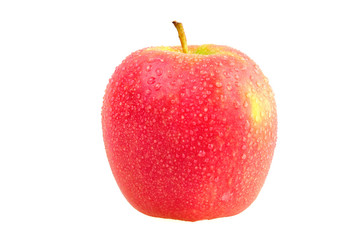 Wet red apple isolated on white background ready to use in designs