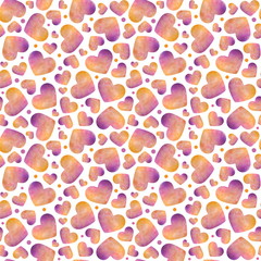 Seamless pattern with bright multi-colored hearts and circles. Seamless background for design and decoration of packaging, covers, cards. Template for printing on fabric.