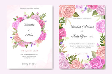 wedding invitation with beautiful floral vector