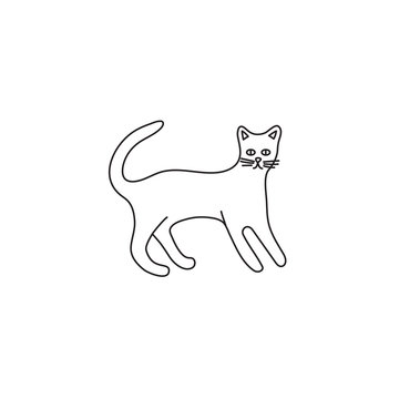 Cute character line style of cat. Simple icon of bengal breed.
