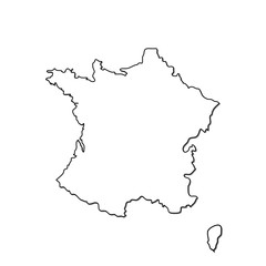 France map vector icon isolated on white background. Outline map of France vector icon