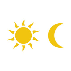 Moon and sun icon vector isolated on white background