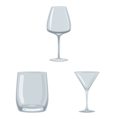 Vector illustration of dishes and container logo. Set of dishes and glassware vector icon for stock.
