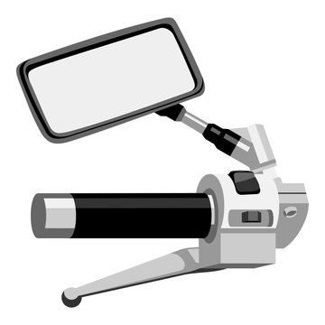 Classic motorcycle bar handle with lever and mirror rider view isolated vector image