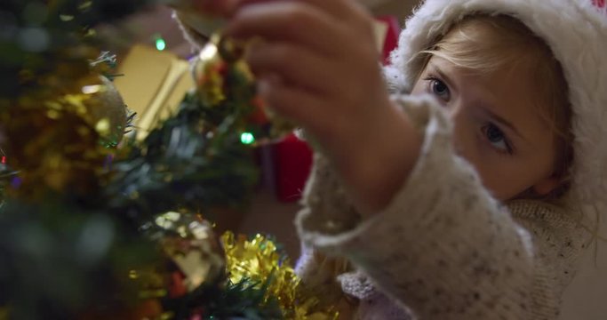Girl at home at Christmas time