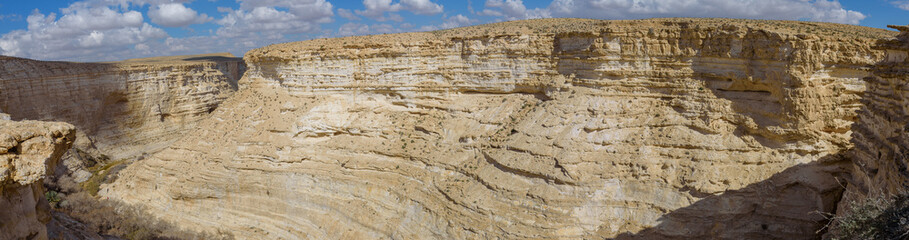 Canyon Ein Avdat in the Negev Desert of Israel. Traveling in Israel. Panorama