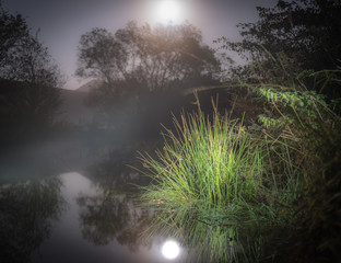 Harvest Moon reflected in Afon Gwyrfai