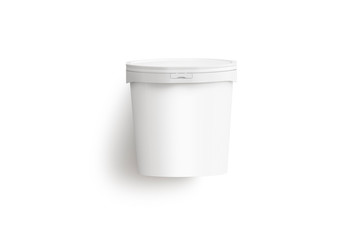 Blank white ice cream bucket mockup lying isolated