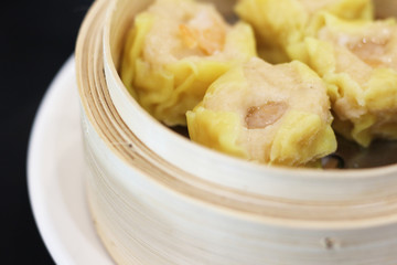 Shrimp Dim Sum in bamboo steamer