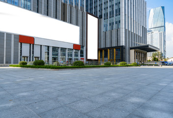 Empty Plaza and Modern Office Building, Qingdao, China