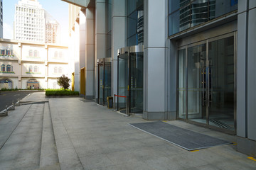 Empty Plaza and Modern Office Building, Qingdao, China