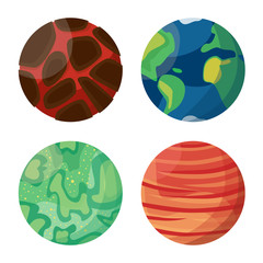 Vector design of planet and system logo. Set of planet and space stock vector illustration.