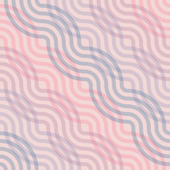 Seamless vector geometry pattern in a modern, stylish, and minimal fashion. The abstract tiles can be repeated endlessly to create perfect pattern/wallpaper of pastel pink purple wavy curly lines.